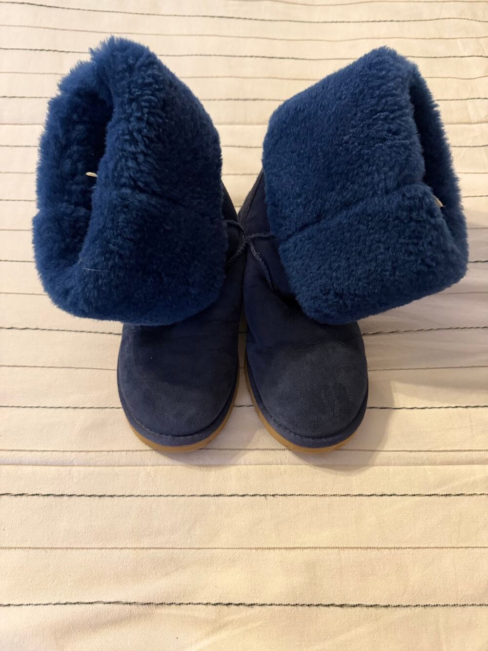 Ugg Tall Navy Blue Bailey Roll Down Sherpa Lined Boots- 6.5